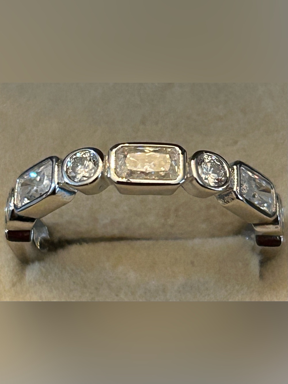 1.80CTW Multi-Shape Moissanite Bezel Set Full Eternity Band 925 Sterling Silver